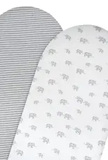 Living Textiles Living Textiles 2-pack Jersey Bassinet Fitted Sheet - Watercolour Elephant