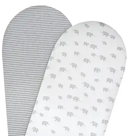 Living Textiles Living Textiles 2-pack Jersey Bassinet Fitted Sheet - Watercolour Elephant