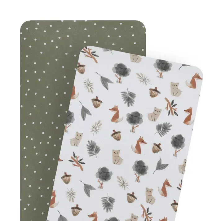Living Textiles Living Textiles 2-pack Jersey Bassinet Fitted Sheet - Forest Retreat