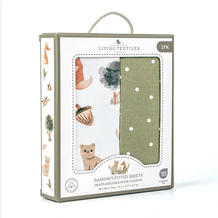 Living Textiles Living Textiles 2-pack Jersey Bassinet Fitted Sheet - Forest Retreat