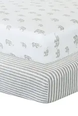 Living Textiles Living Textiles 2-pack Compact Cot Fitted Sheet - Watercolour Elephant