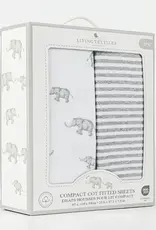 Living Textiles Living Textiles 2-pack Compact Cot Fitted Sheet - Watercolour Elephant