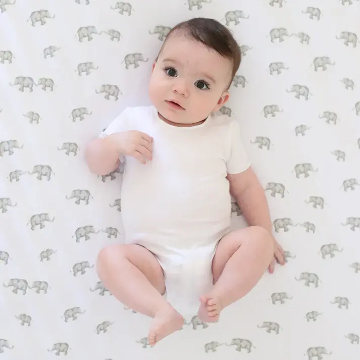 Living Textiles Living Textiles 2-pack Compact Cot Fitted Sheet - Watercolour Elephant