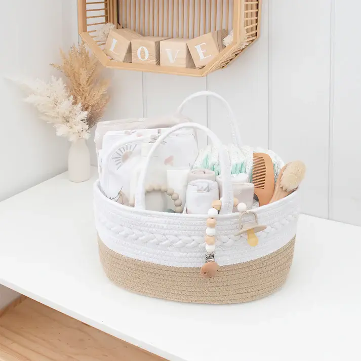 Living Textiles Living Textiles Cotton Rope Nappy Caddy with divider
