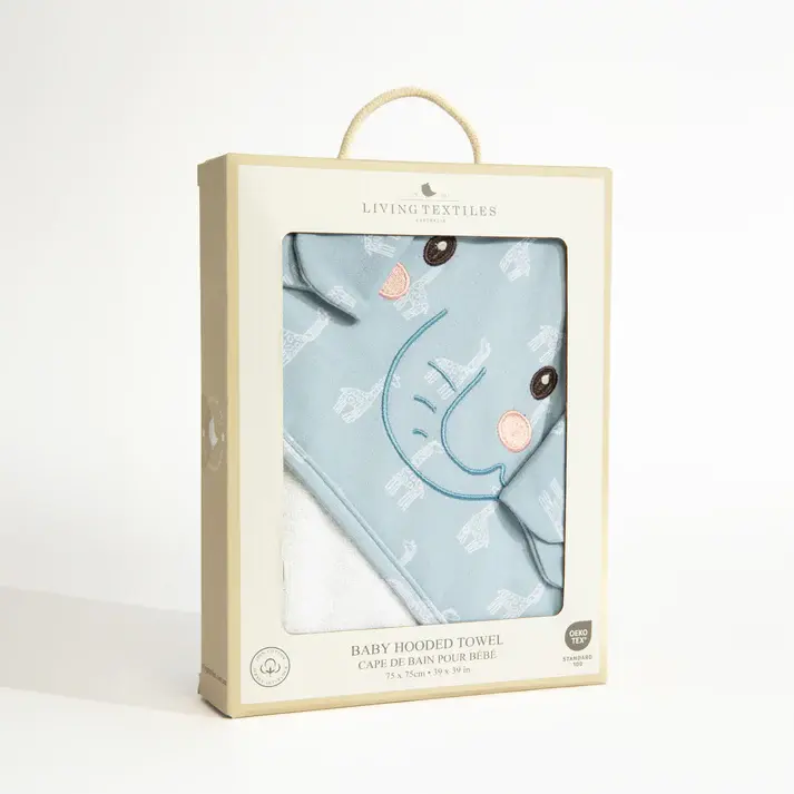 Living Textiles Living Textiles Hooded Towel (75 x 75cm) - Wild Safari/Elephant