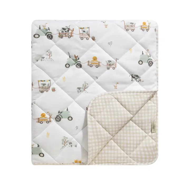 Living Textiles Living Textiles Reversible Quilted Cot Comforter - Tractor Ride