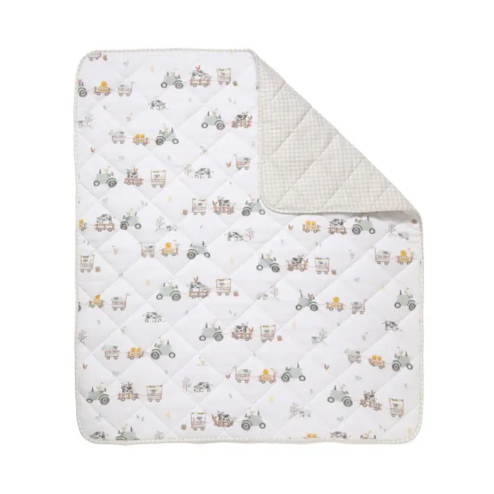Living Textiles Living Textiles Reversible Quilted Cot Comforter - Tractor Ride
