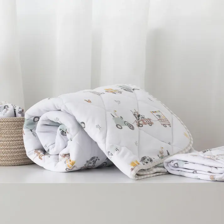 Living Textiles Living Textiles Reversible Quilted Cot Comforter - Tractor Ride