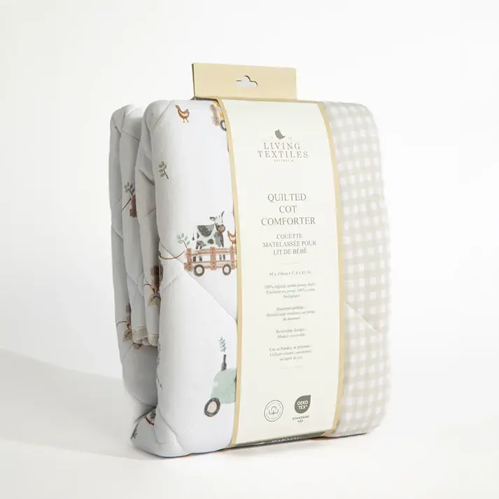 Living Textiles Living Textiles Reversible Quilted Cot Comforter - Tractor Ride
