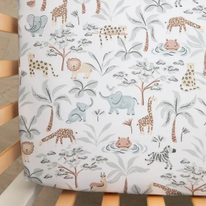 Living Textiles Living Textiles 1-Pack Cot Fitted Sheet - Wild Safari