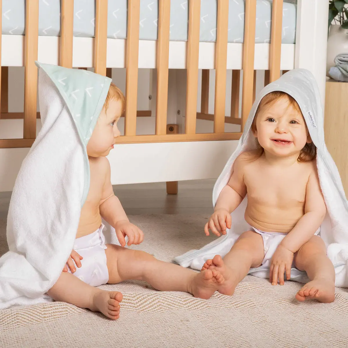 Bubba Blue Bubba Blue Nordic 2 PK Hooded Towel Dusty Sky/ Mint