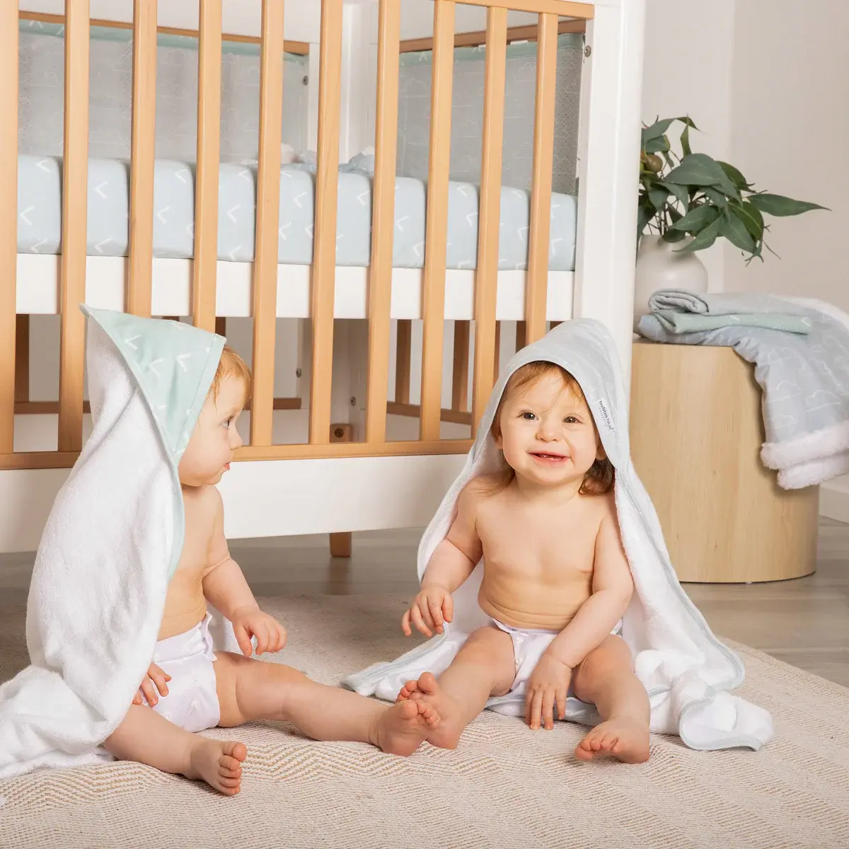 Bubba Blue Bubba Blue Nordic 2 PK Hooded Towel Dusty Sky/ Mint