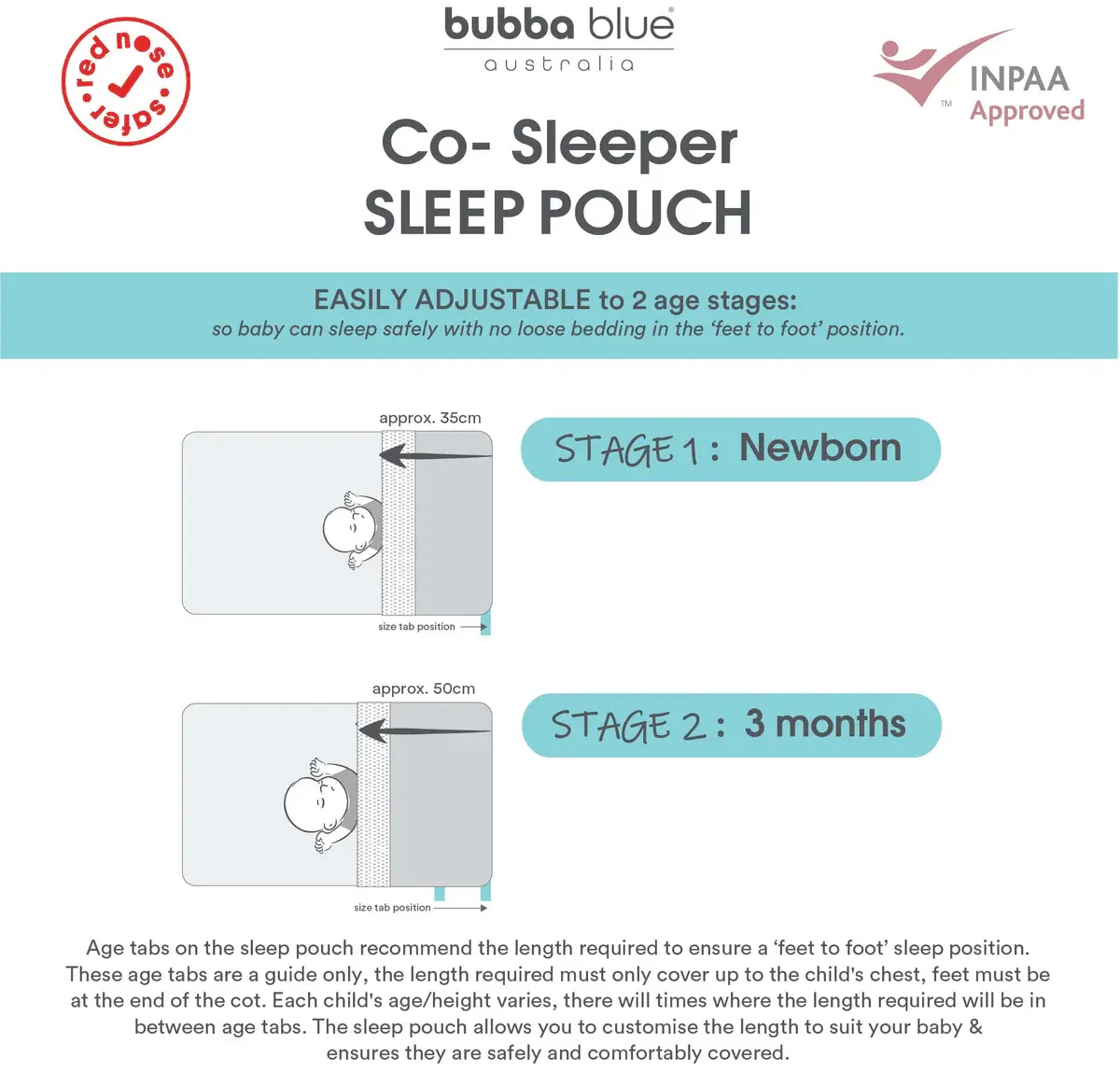 Bubba Blue Bubba Blue 1.0 TOG Sleep Pouch - Co- Sleeper