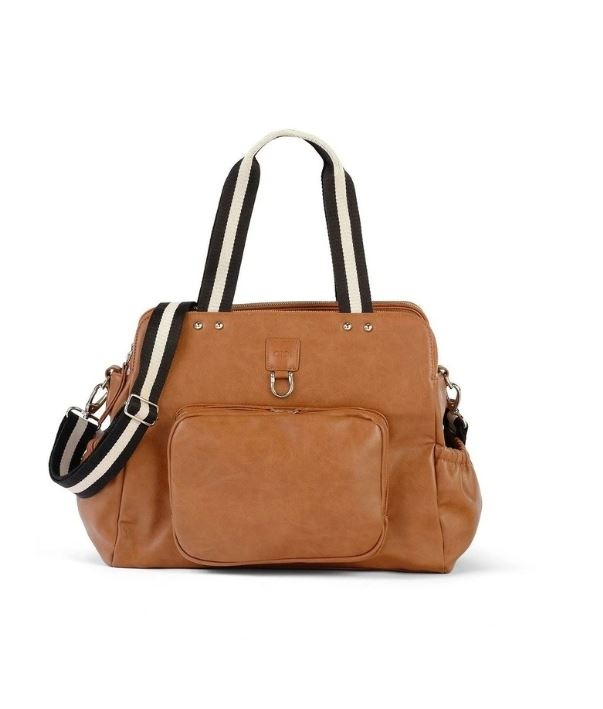 OiOi OiOi Faux Leather Tote Triple Compartment Nappy Bag - Tan