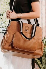OiOi OiOi Faux Leather Tote Triple Compartment Nappy Bag - Tan