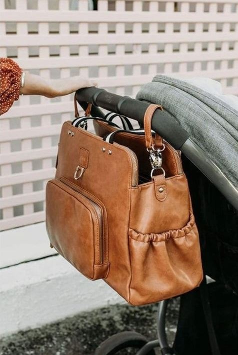 OiOi OiOi Faux Leather Tote Triple Compartment Nappy Bag - Tan