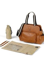 OiOi OiOi Faux Leather Tote Triple Compartment Nappy Bag - Tan