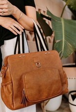 OiOi OiOi Faux Leather Tote Triple Compartment Nappy Bag - Tan