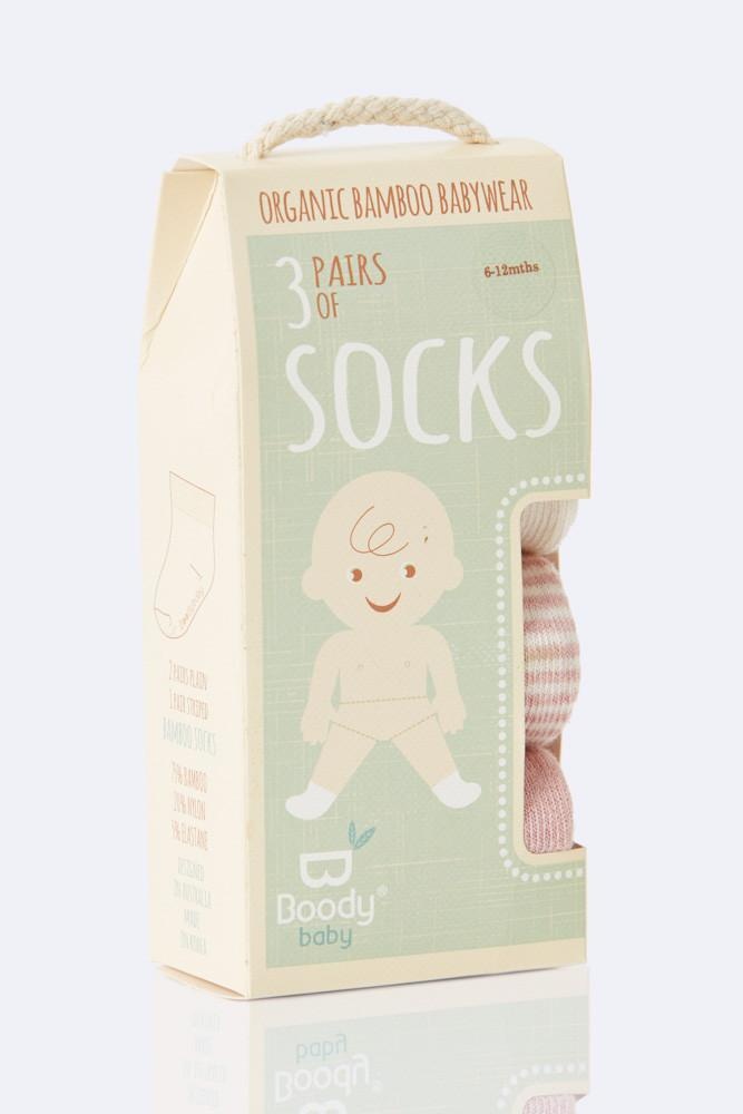 Boody Baby Boody Baby Socks 3 Pack Chalk/Rose