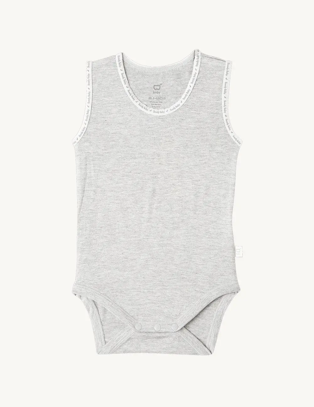 Boody Baby Boody Baby Sleeveless Bodysuit Light Grey Marl