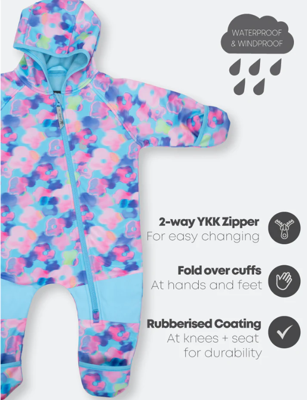 Therm Therm All-Weather Fleece Onesie Electric Floral - 18-24m