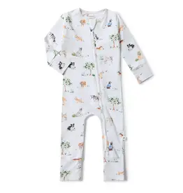 Snuggle Hunny Kids Snuggle Hunny Dog Park Organic Snugglesuit Convertible Romper