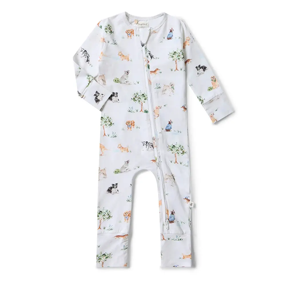 Snuggle Hunny Kids Snuggle Hunny Dog Park Organic Snugglesuit Convertible Romper