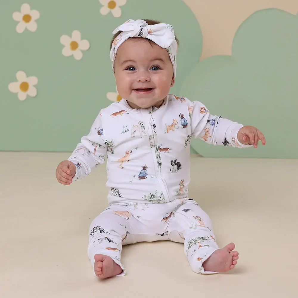 Snuggle Hunny Kids Snuggle Hunny Dog Park Organic Snugglesuit Convertible Romper