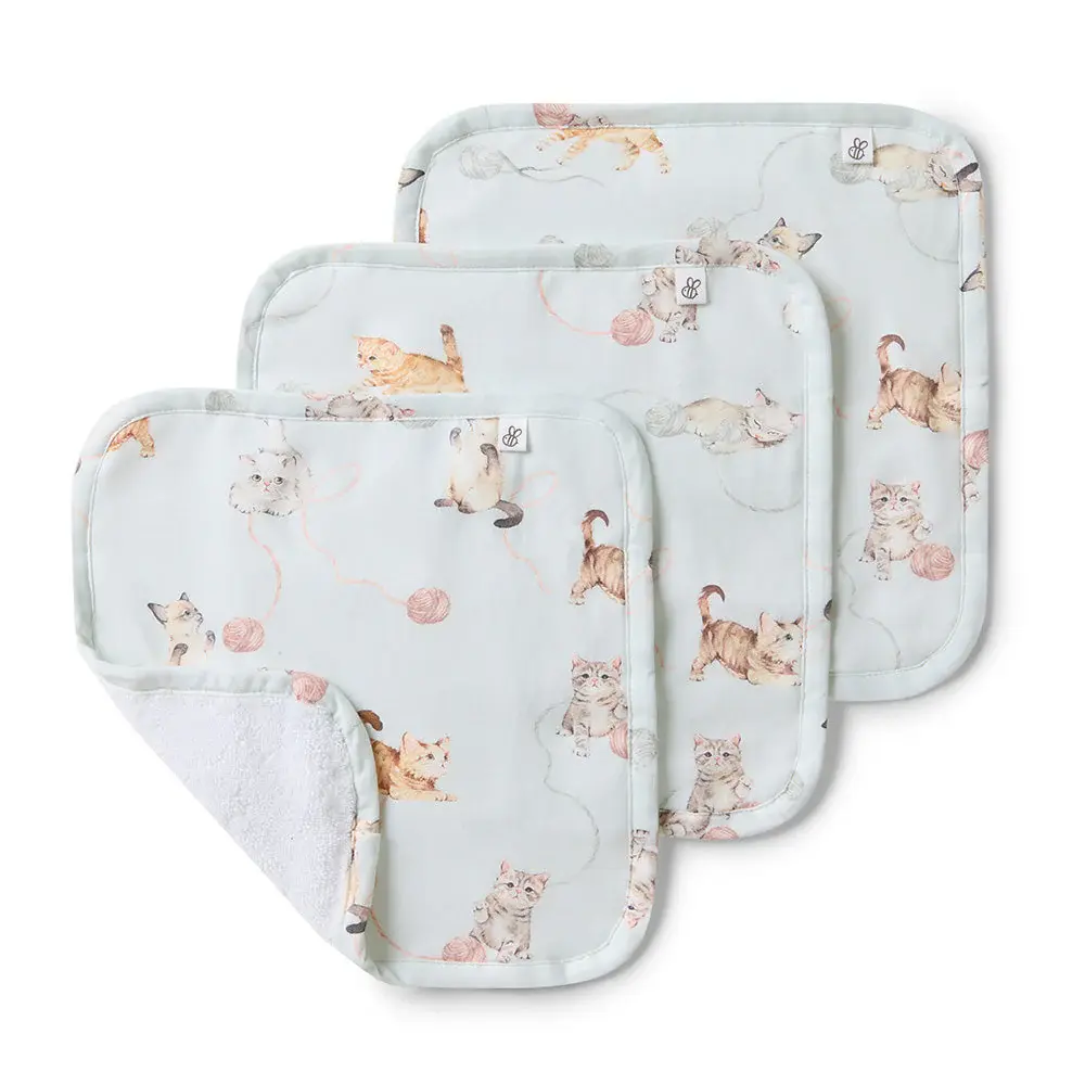 Snuggle Hunny Kids Snuggle Hunny Kittens Organic Wash Cloths - 3 Pack