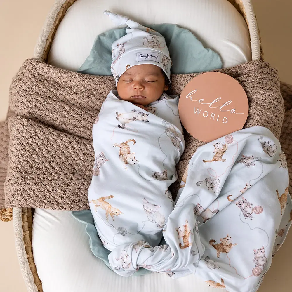 Snuggle Hunny Kids Snuggle Hunny Kittens Organic Jersey Wrap & Beanie Set