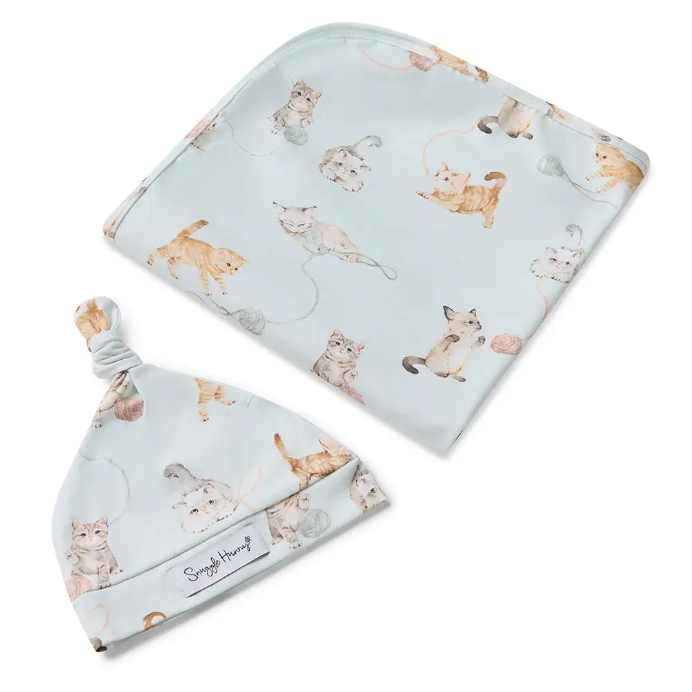 Snuggle Hunny Kids Snuggle Hunny Kittens Organic Jersey Wrap & Beanie Set