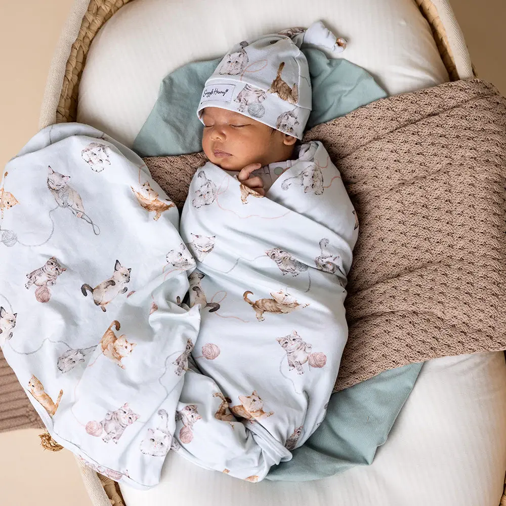 Snuggle Hunny Kids Snuggle Hunny Kittens Organic Jersey Wrap & Beanie Set