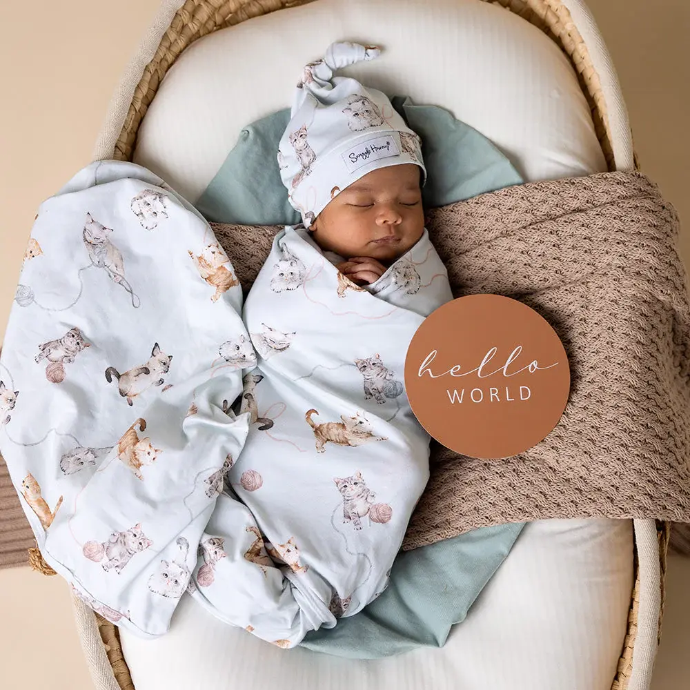 Snuggle Hunny Kids Snuggle Hunny Kittens Organic Jersey Wrap & Beanie Set