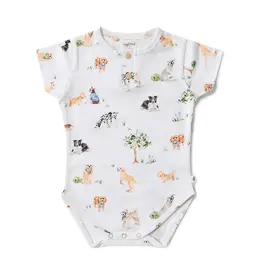 Snuggle Hunny Kids Snuggle Hunny Dog Park Short Sleeve Organic Bodysuit