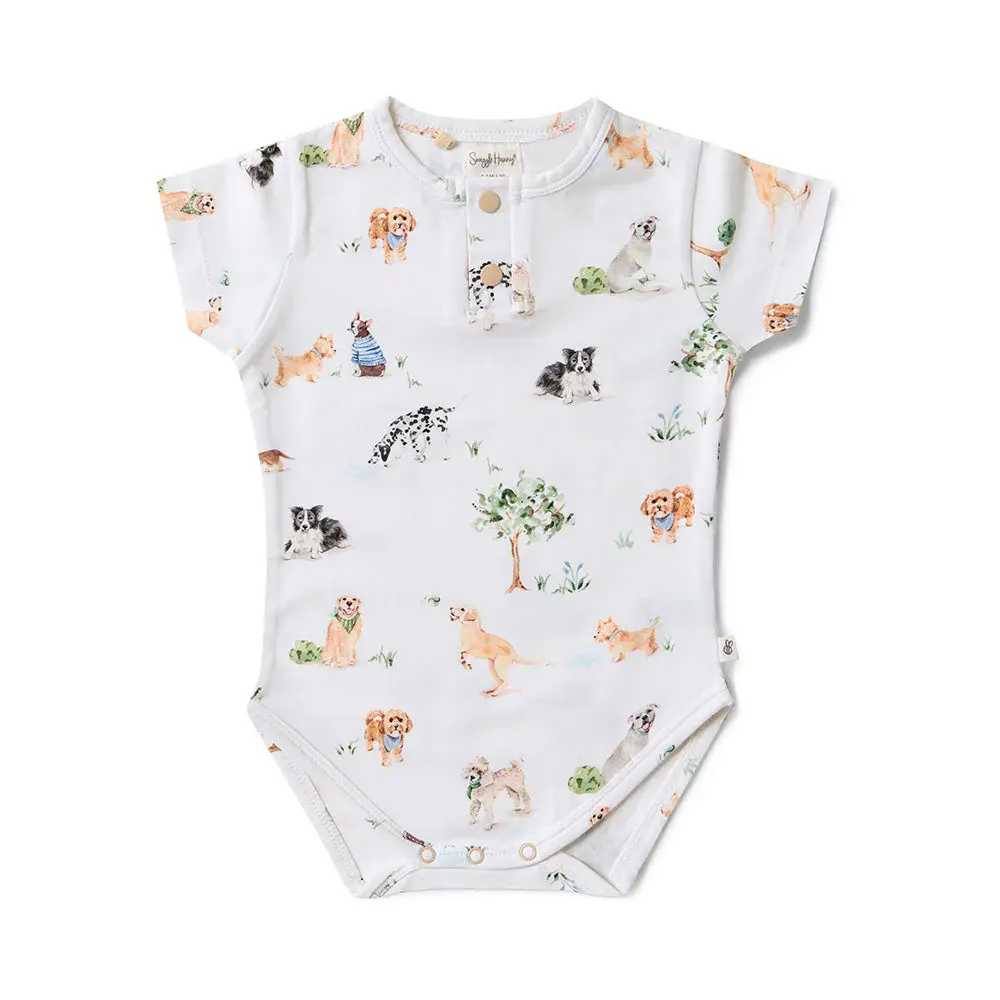 Snuggle Hunny Kids Snuggle Hunny Dog Park Short Sleeve Organic Bodysuit