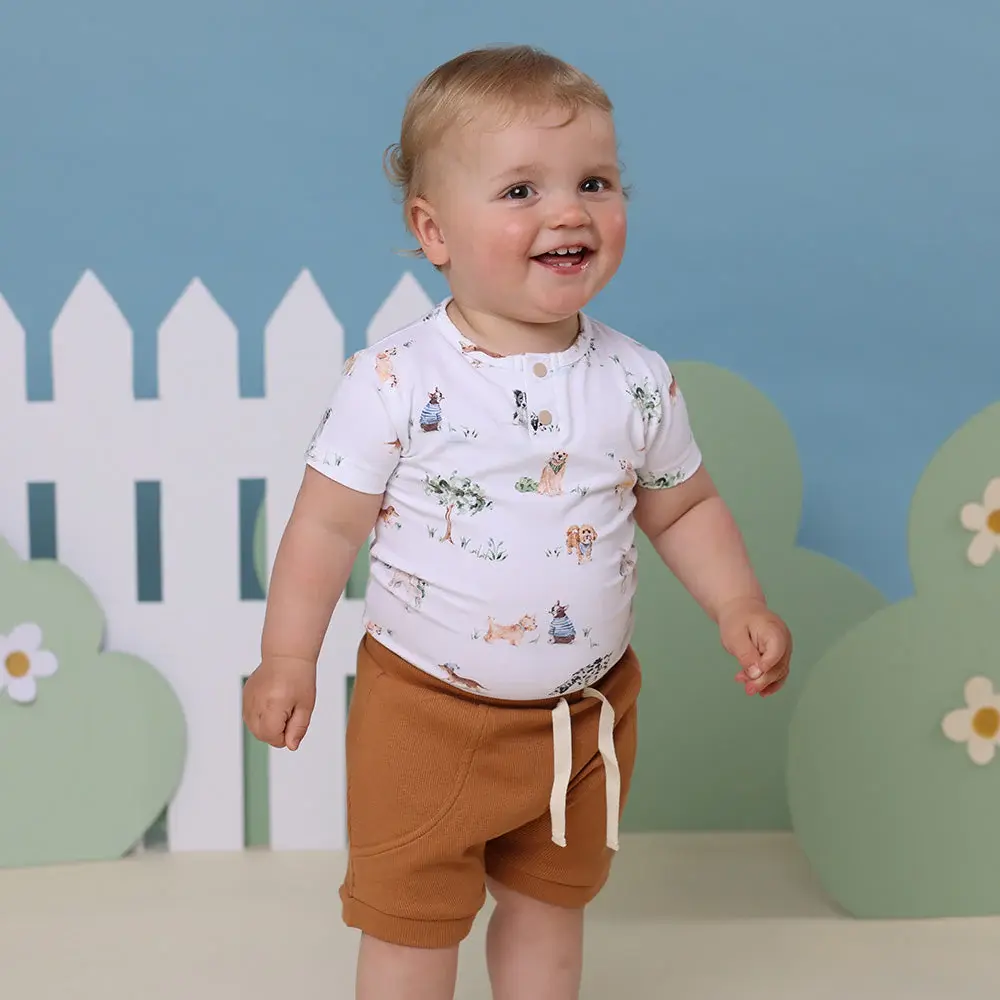 Snuggle Hunny Kids Snuggle Hunny Dog Park Short Sleeve Organic Bodysuit