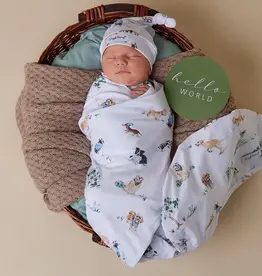 Snuggle Hunny Kids Snuggle Hunny Dog Park Organic Jersey Wrap & Beanie Set