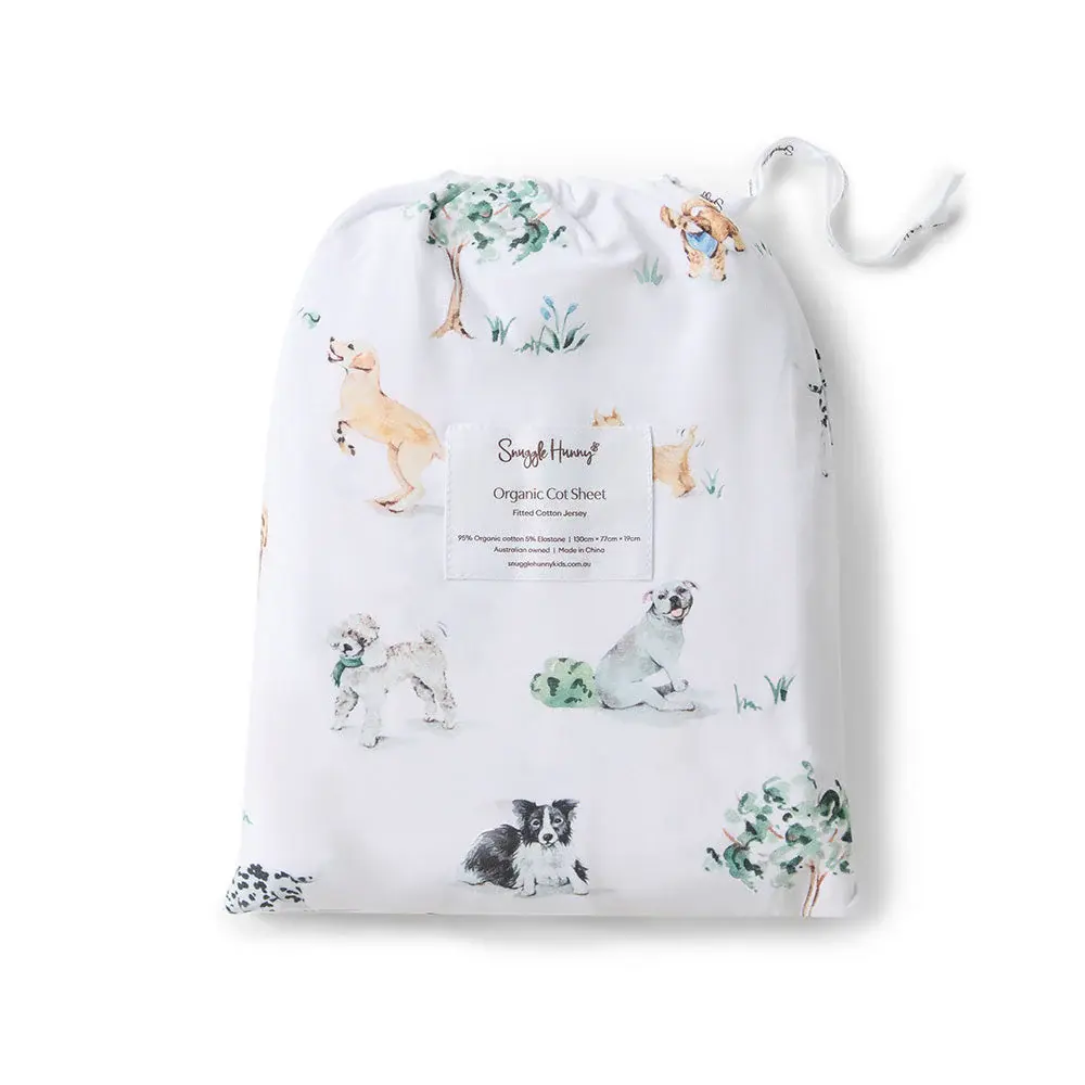Snuggle Hunny Kids Snuggle Hunny Dog Park Organic Fitted Cot Sheet
