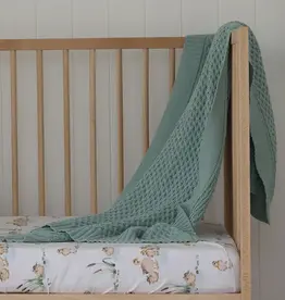 Snuggle Hunny Kids Snuggle Hunny Sage Diamond Knit Organic Baby Blanket