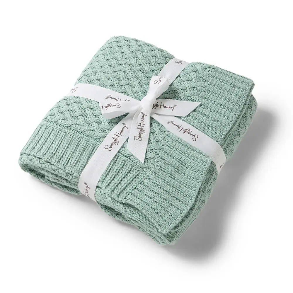 Snuggle Hunny Kids Snuggle Hunny Sage Diamond Knit Organic Baby Blanket