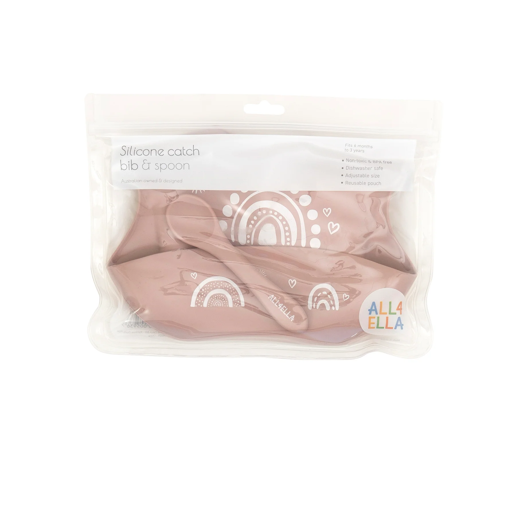 All4Ella All4Ella Silicone bibs with spoon and reusable pouch