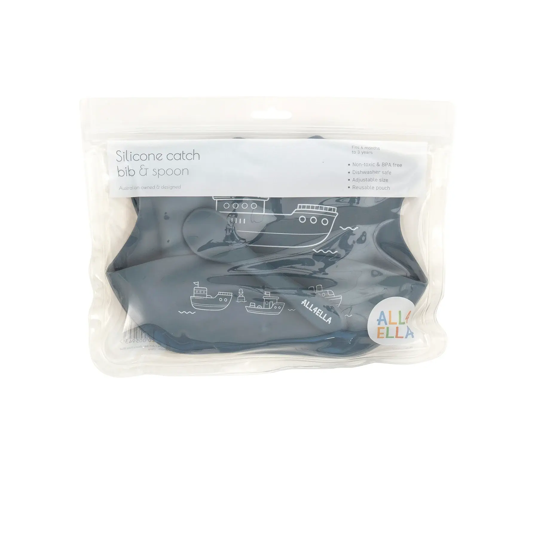 All4Ella All4Ella Silicone bibs with spoon and reusable pouch