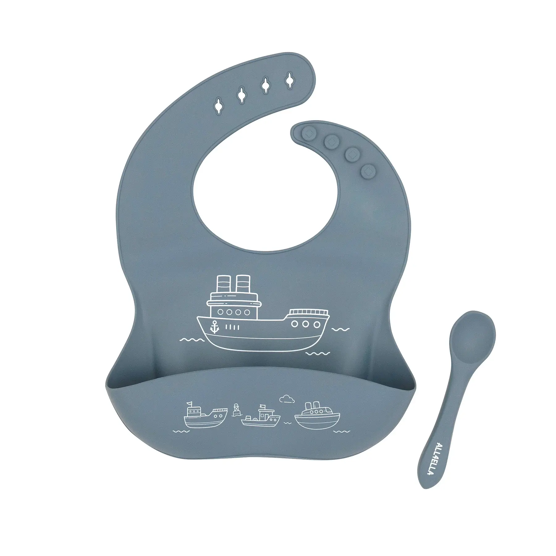 All4Ella All4Ella Silicone bibs with spoon and reusable pouch