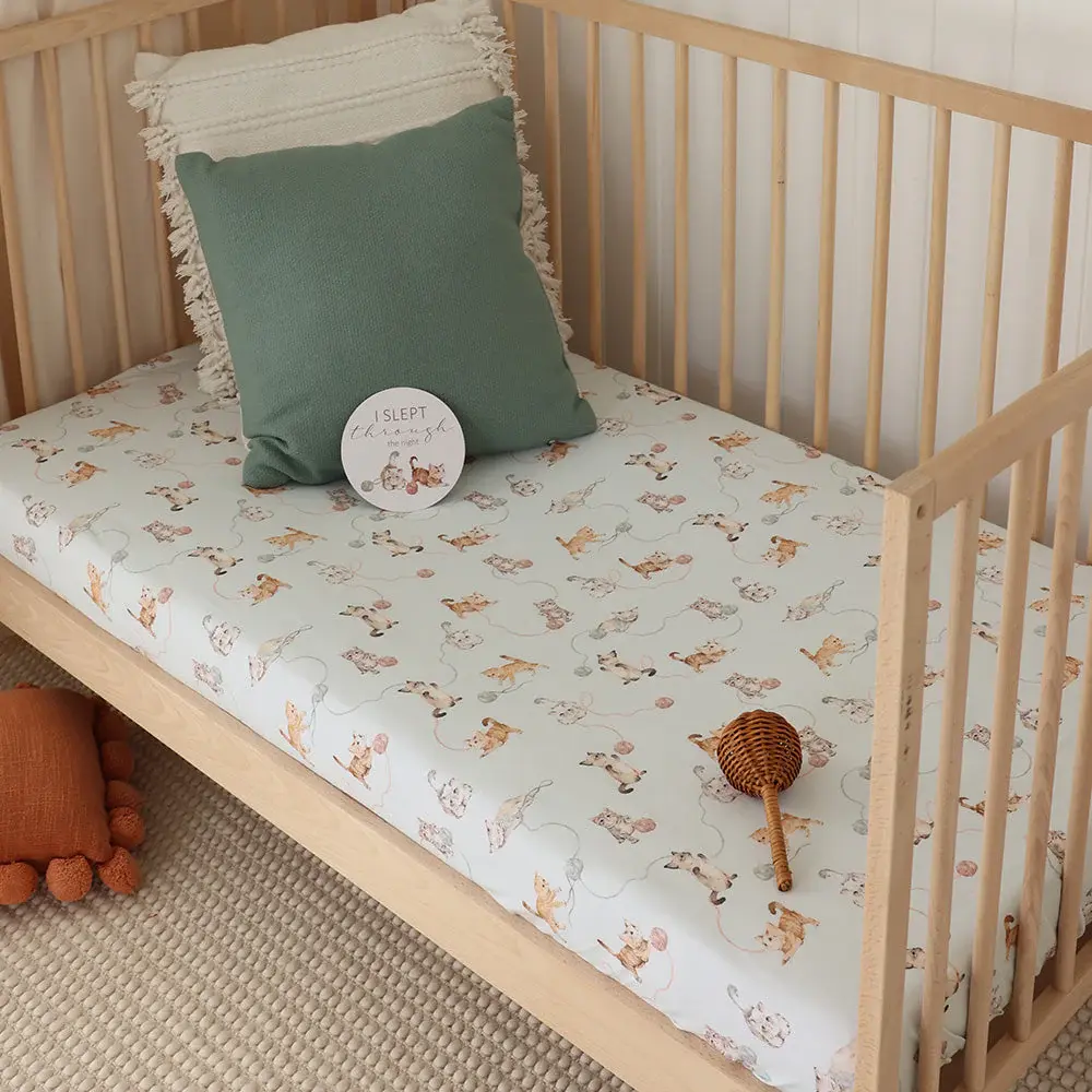 Snuggle Hunny Kids Snuggle Hunny Kittens Organic Fitted Cot Sheet