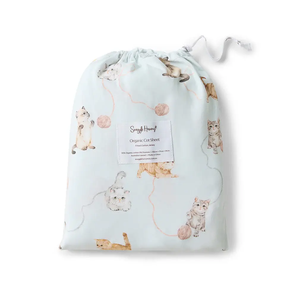 Snuggle Hunny Kids Snuggle Hunny Kittens Organic Fitted Cot Sheet