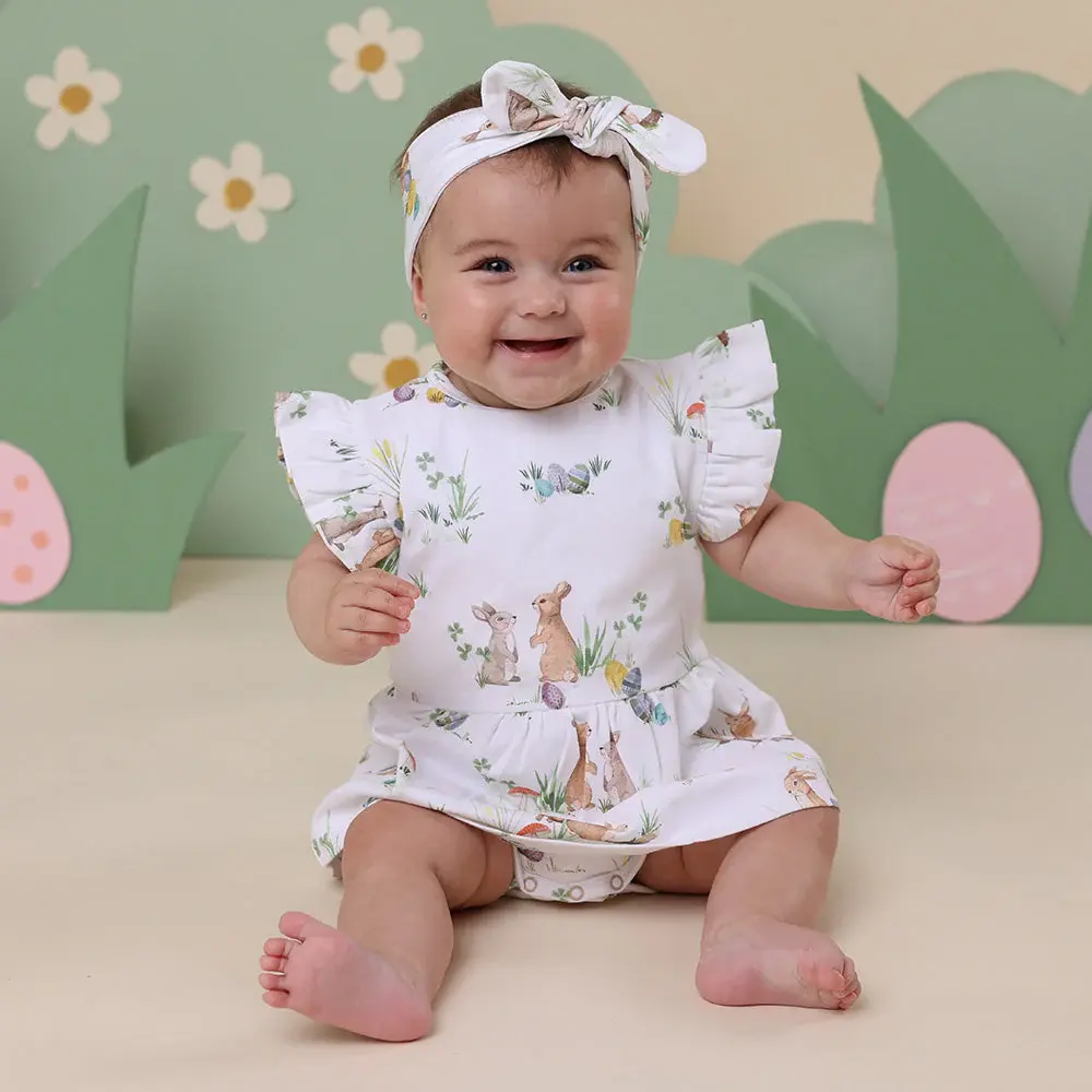 Snuggle Hunny Kids Snuggle Hunny Easter Bunnies Short Sleeve Organic Dress