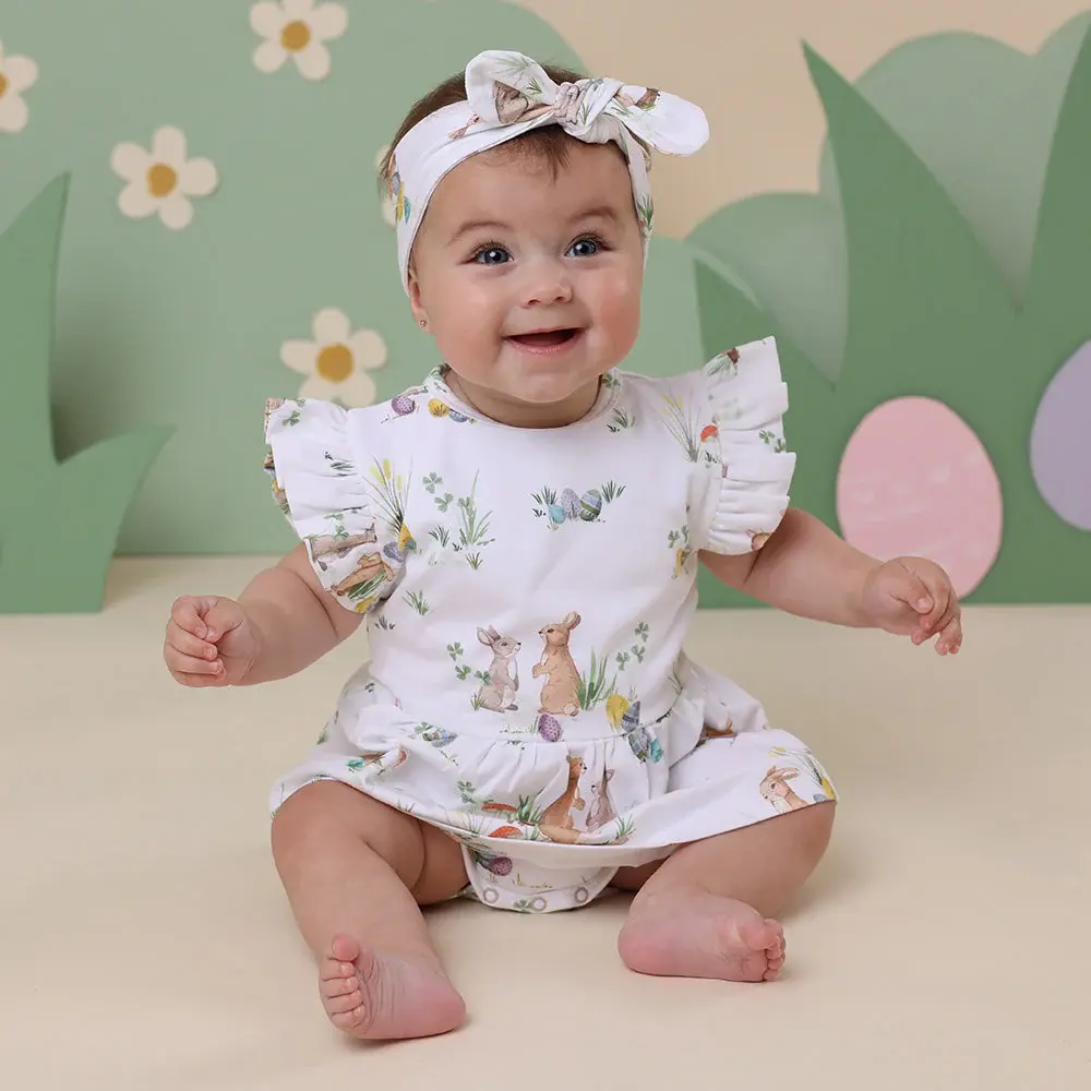 Snuggle Hunny Kids Snuggle Hunny Easter Bunnies Short Sleeve Organic Dress