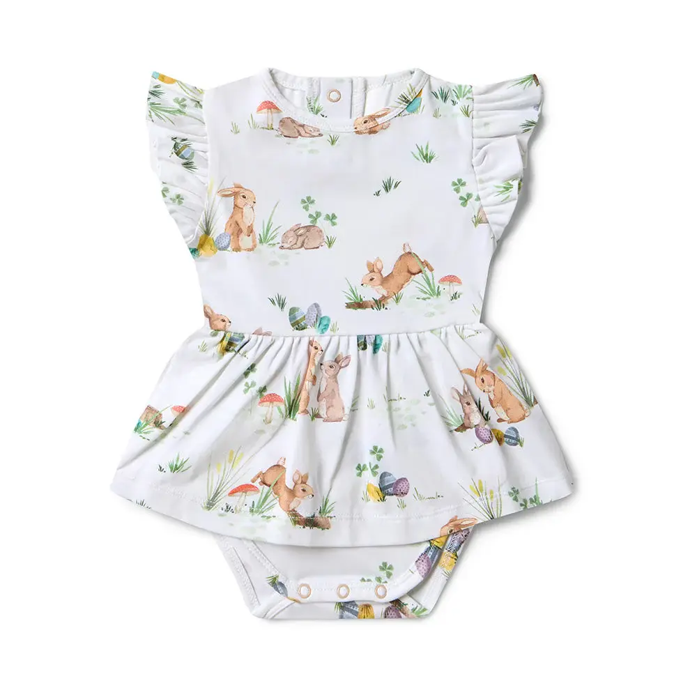 Snuggle Hunny Kids Snuggle Hunny Easter Bunnies Short Sleeve Organic Dress