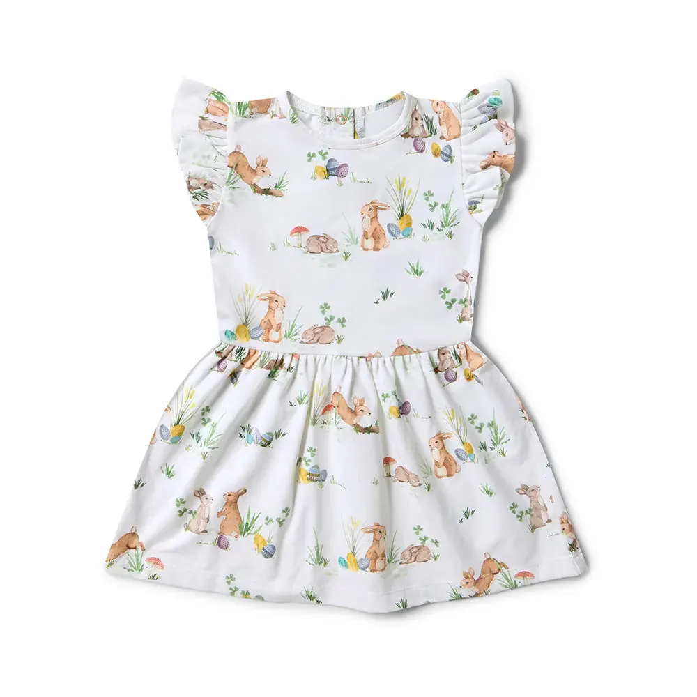 Snuggle Hunny Kids Snuggle Hunny Easter Bunnies Short Sleeve Organic Dress