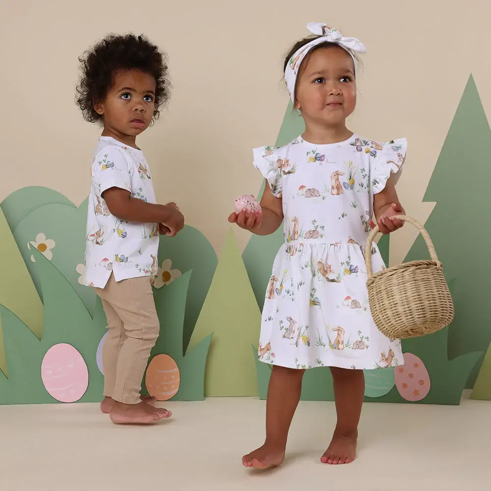 Snuggle Hunny Kids Snuggle Hunny Easter Bunnies Short Sleeve Organic Dress